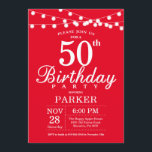 50:e födelsedagsinbjudan Röd Inbjudningar<br><div class="desc">50:e födelsedagsinbjudan med String Ljus. Röd bakgrund. 13:e 15:e 16:e 18:e 20:e 30:e 40:e 60:e 70:e 80:e 90:e 100:e,  oavsett ålder.
Om du vill göra ytterligare anpassningar klickar du på knappen Anpassa och användor verktygen som är utformat för att ändra mallen.</div>