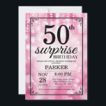50:e födelsedagsinbjudan Rosa Glitter Inbjudningar<br><div class="desc">Överraskad 50:e födelsedagsinbjudan med Rosa String Ljus med Rosa Glitter-bakgrund. Rosa Birthday. Vuxen Birthday. Manar eller Women Bday Inbjudan. 13:e 15:e 16:e 18:e 20:e 30:e 40:e 60:e 70:e 80:e 90:e 100:e, oavsett ålder. Om du vill göra ytterligare anpassningar klickar du på knappen "Anpassa" och användor verktyg som är utformat för...</div>