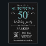 50:e födelsedagsinbjudan Svarta och blåa Inbjudningar<br><div class="desc">Överraskad 50-dagars inbjudan med Black and Teal-bakgrunden i Glitter. Chalkboard. Vuxen födelsedag. Manar eller Women Bday Inbjudan. Vilken ålder som helst.
Om du vill göra ytterligare anpassningar klickar du på knappen Anpassa och användor verktygen som är utformat för att ändra mallen.</div>