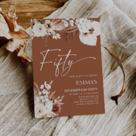 50:e födelsedagsinbjudan Terracotta Boho Pampas Inbjudningar
