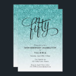 50:e födelsedagsinbjudan till Blue Ombre Glitter Inbjudningar<br><div class="desc">Trendiget blue ombre glitter födelsedagsfest inbjudan har faux blue sparkly glitter och ett finare-skript med typografi. Lägg till anpassningsbarna med hjälp av mallformuläret. Ytterligare alternativ för text och layout är tillgängliga om du väljer att anpassa ytterligare. Prova att skriva ut på kortare pappra för underbara resultat.</div>