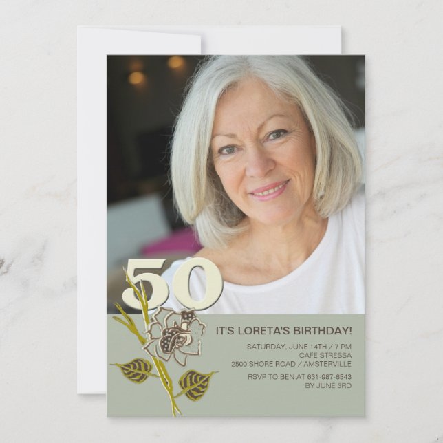 50:e födelsedagsinbjudan till foto inbjudningar (Framsida)