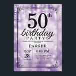 50:e födelsedagsinbjudan till Lila Glitter Inbjudningar<br><div class="desc">50:e födelsedagsinbjudan med Lila String Ljus med Lila Glitter-bakgrund. Lila Birthday. Vuxen födelsedag. Manar eller Women Bday Inbjudan. 13:e 15:e 16:e 18:e 20:e 30:e 40:e 60:e 70:e 80:e 90:e 100:e, oavsett ålder. Om du vill göra ytterligare anpassningar klickar du på knappen Anpassa och användor verktygen som är utformat för att...</div>