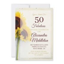 50:e födelsedagsinbjudan till solrosrot