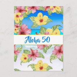 50:e födelsedagsinbjudan till Tropical Flower Aloh Vykort