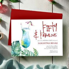 50:e födelsedagsinbjudan Tropical Cocktail Inbjudningar