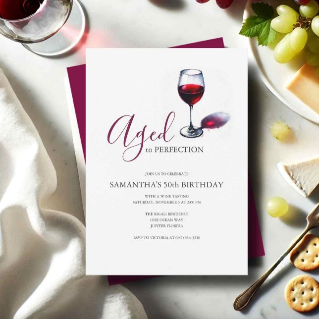 50:e födelsedagsinbjudan Vuxen Vin Party Inbjudningar (Skapare uppladdad)