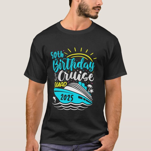 50:e födelsedagskalan 2025 Squad Vacation Resa Mat T Shirt (Framsida)