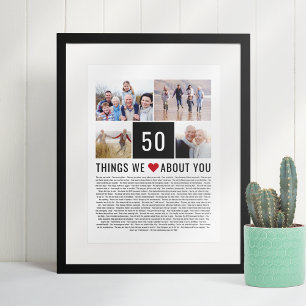 50:e födelsedagskalkern Gift Sak Vi Kärlek listar  Poster