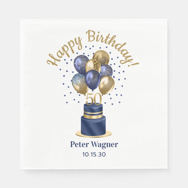 50:e födelsedagskalkningen Ballonkummel Pappersservett (Framsidan)