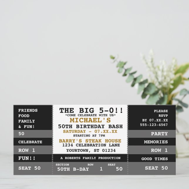 50:e födelsedagskonserten till Biljett-partiet Inbjudningar (Stående Fram)