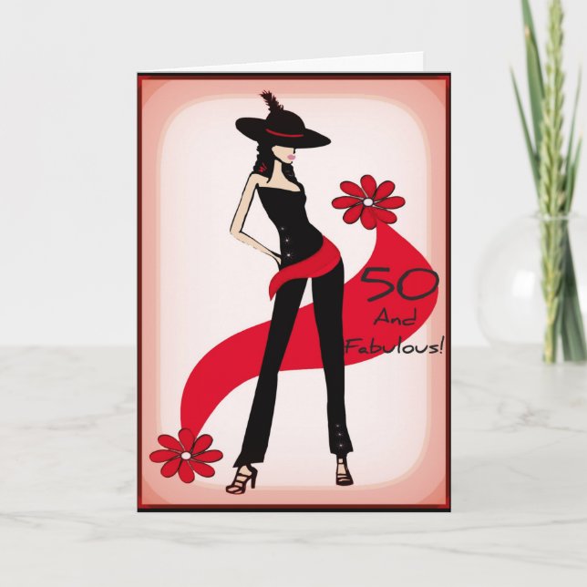 50:e födelsedagskortet för kvinnor kort (Framsida)