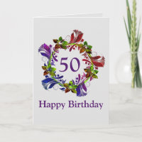 50:e födelsedagskortet i lycklig, modern Blommigt