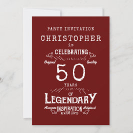 50:e födelsedagslegendary Red Add Namn Legend Inbjudningar