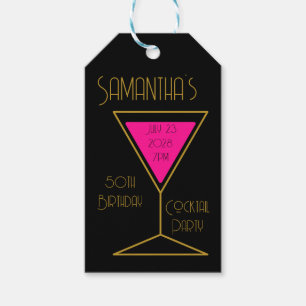 50:e födelsedagspartiet Cocktail Party Favor Black Presentetikett