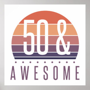 50:e födelsedagspressen Retro Sunset Poster