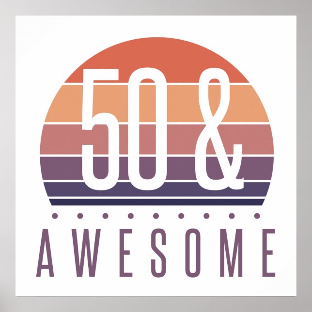 50:e födelsedagspressen Retro Sunset Poster (Framsidan)