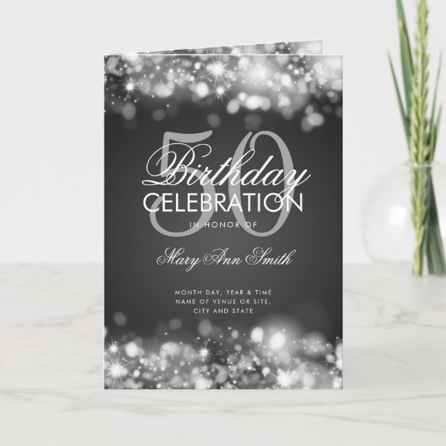 50:e födelsedagsprogrammet Menu Glam Ljus Silver Program (Framsida)