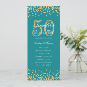 50:e födelsedagsprogrammet Tack U Guld Teal Inbjudningar