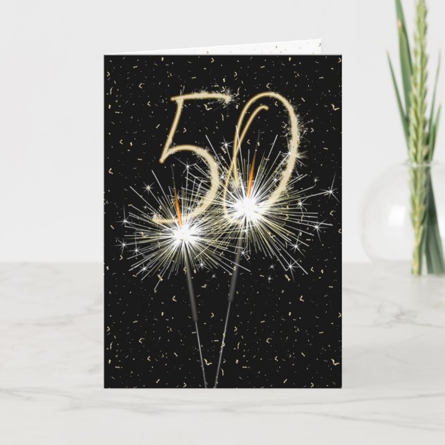 50:e födelsedagssparkler kort (Framsida)