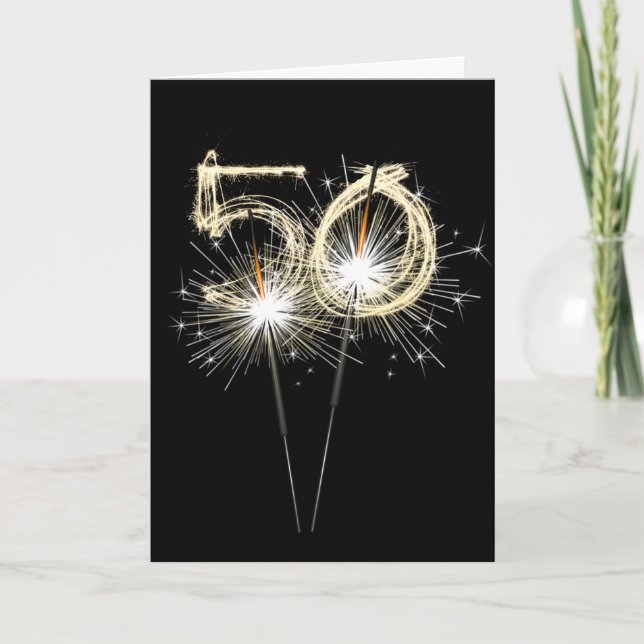 50:e födelsedagssparklers på svart kort (Framsida)