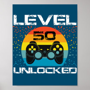 50:e födelsedagsspelaren Party nivå 50, olåst, fun Poster