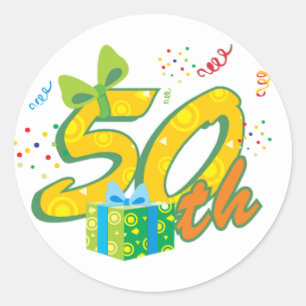 50:e födelsedagstickers runt klistermärke