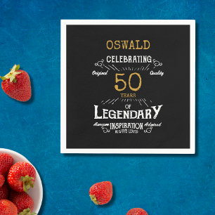 50:e födelsedagstidningen Legendary Black Guld Ret Pappersservett