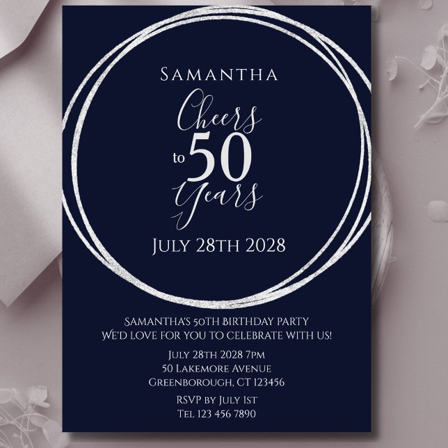 50:e födelsedagstjocken Silver till 50 år Party Inbjudningar (Skapare uppladdad)