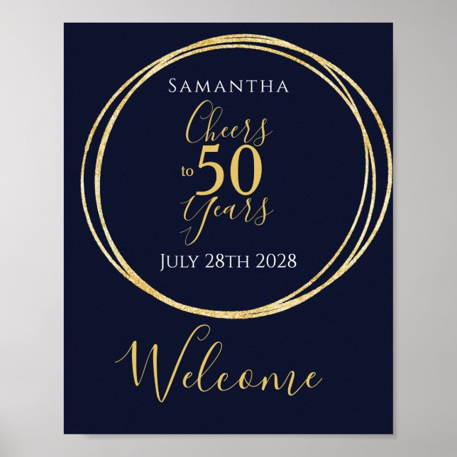 50:e födelsedagstjuren 50 år Välkomsthälsning för  Poster (Framsidan)