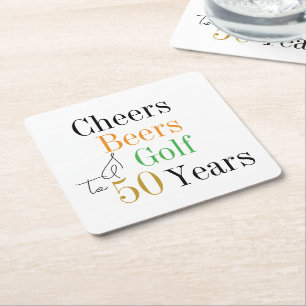 50:e födelsedagstjuren och Öl Golf Party Underlägg Papper Kvadrat