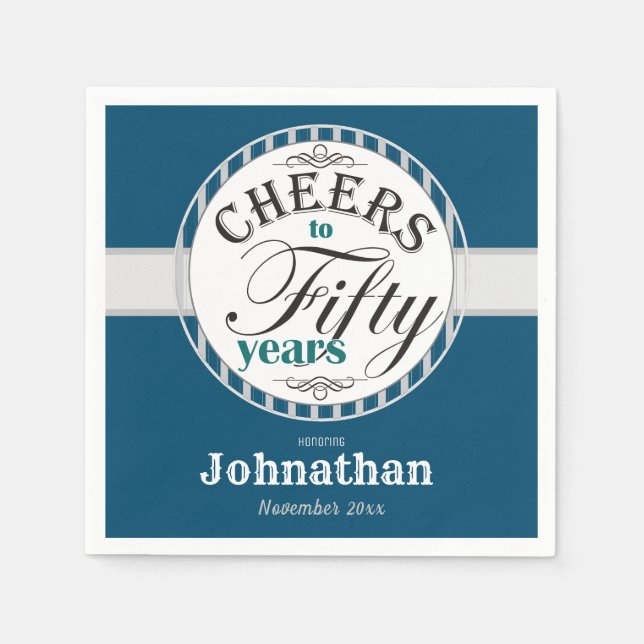 50:e födelsedagstjuren till 50 år pappersservett (Framsidan)