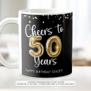 50:e födelsedagstjuren till 50 års Black Guld Kaffemugg