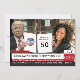 50:e födelsedagstrumpan Women's Funny TV News Inbjudningar