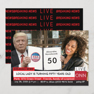 50:e födelsedagstrumpan Women's Funny TV News Inbjudningar