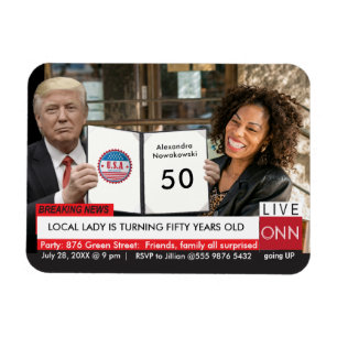50:e födelsedagstrumpan Women's Funny TV News Magnet