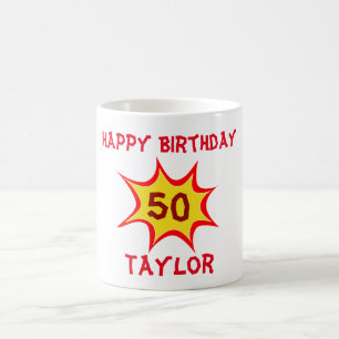 50:e födelsedagstushjälten, tema kaffemugg
