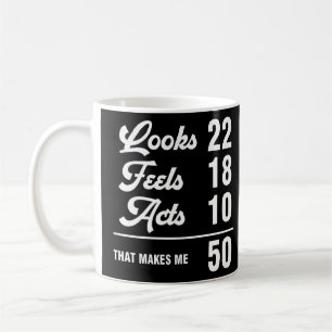 50:e födelsedagsutkik 22: 18 lagar 10 50 år gamla kaffemugg