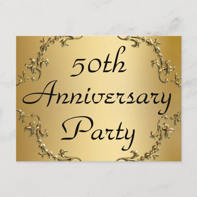 50:e Golden Anniury Party-inbjudan - vykort (Framsida)
