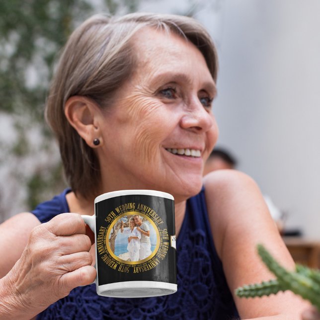 50:e Golden Bröllop-årsdagen för foto Kaffemugg (Skapare uppladdad)