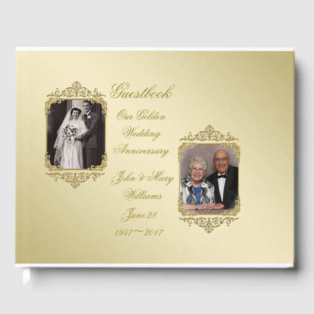 50:e Golden Bröllop-årsdagen Foto Guestbook Gästböcker (Framsida)