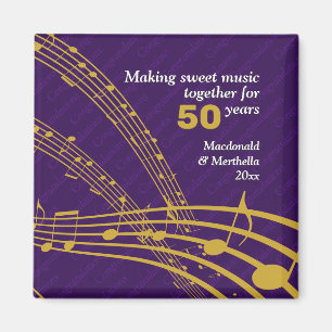 50:e GOLDEN Bröllop   MUSIK NOTER Magnet
