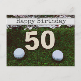 50:e Golf-födelsedagskort med golf boll Vykort