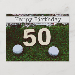 50:e Golf-födelsedagskort med golf boll Vykort