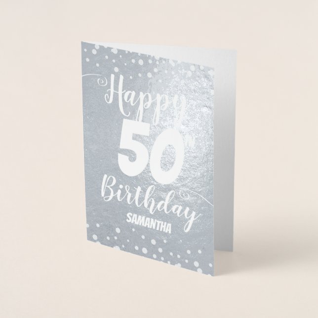 50:e Grattis på födelsedagen-Anpassningsbarnas olj Folierat Kort (Framsida)
