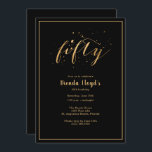 50:e Guld 50-Födelsedagsfesten Inbjudningar<br><div class="desc">Elegant 50-årsinbjudan i svart och guld. Anpassa med information om party.</div>