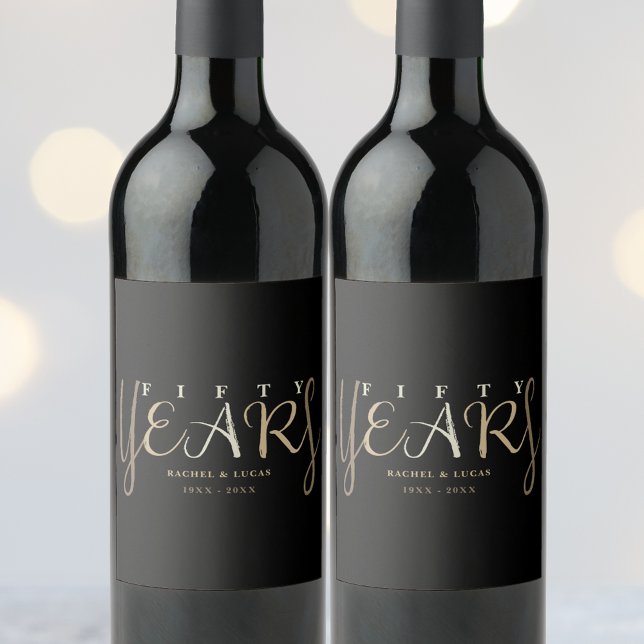 50:e Guld-årsdagen för Bröllop Vinflaska Etikett (Skapare uppladdad)