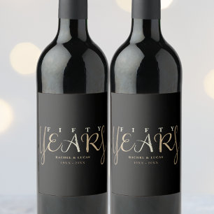 50:e Guld-årsdagen för Bröllop Vinflaska Etikett