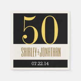 50:e Guld-årsdagen Modern Guld och Black V02 Pappersservett