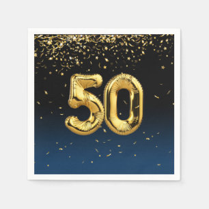 50:e Guld-ballonger och konfetti-blöjor Pappersservett